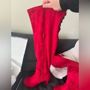 torrid Red Over-the-Knee Suede Boots